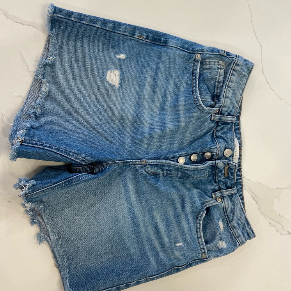 Dynamite Blue Jean Shorts Distressed Raw Hem